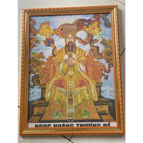 Tranh thờ Thổ Địa, Thổ Công, Thổ Thần + khung composite xịn xò nền hội họa xưa 3 size