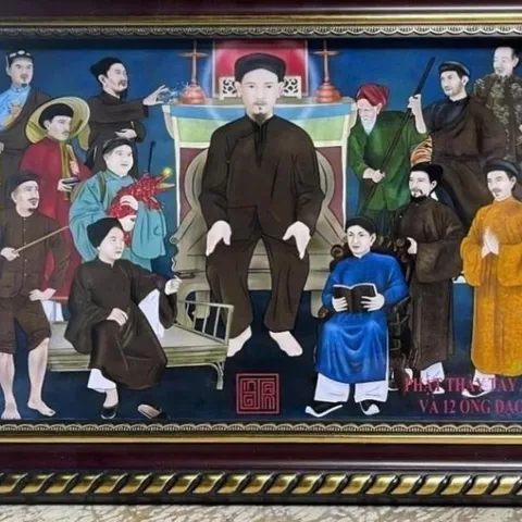 Tranh PHẬT THẦY TÂY AN và 12 ÔNG ĐẠO ( có khung ) DƯƠNG KHOA SHOP
