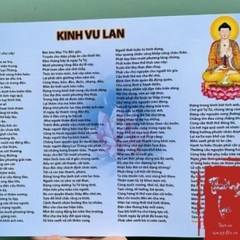 Kinh Phật căn bản Kinh Vu Lan báo hiếu, kinh báo ân cha mẹ( hồi hướng công đức cho cha mẹ) TỜ 998 -