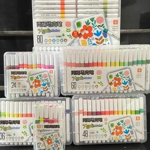 Bút màu acrylic marker 12 màu 9053A TÔ TRANH
