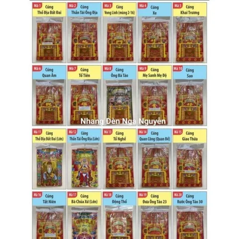 Bộ Giấy Cúng Tết lớn đẹp/Giấy cúng giao thừa, tất niên,tam tai, đất đai, thần tài,ông Táo có hoả tốc