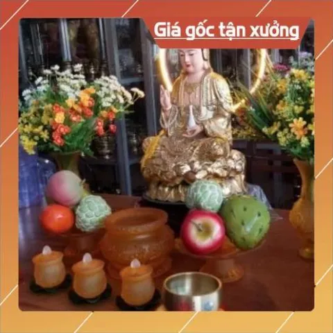 Bình Hoa Thờ Cúng Lưu Ly Vàng - 3 cỡ, hàng cao cấp cực đẹp