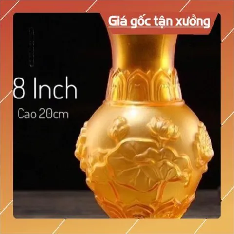 Bình Hoa Thờ Cúng Lưu Ly Vàng - 3 cỡ, hàng cao cấp cực đẹp