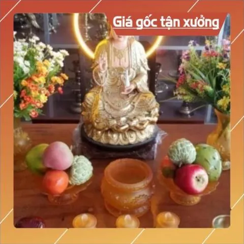 Bình Hoa Thờ Cúng Lưu Ly Vàng - 3 cỡ, hàng cao cấp cực đẹp