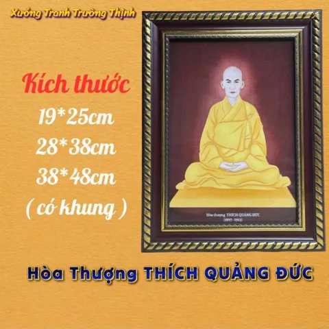 Khung Tranh Hòa Thượng THÍCH QUẢNG ĐỨC - có khung  có hoả tốc