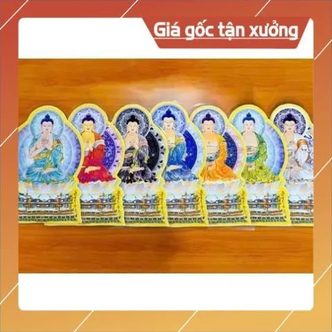 Bộ tranh bày đàn cúng Thất Phật và ngũ phương 40cm ép plastics
