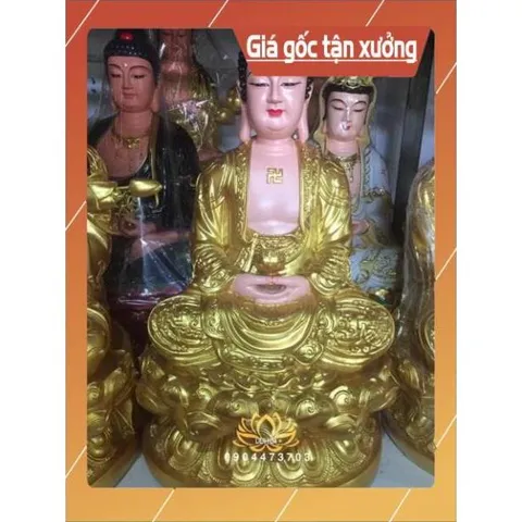 Tượng Phật A Di Đà ngồi cao 45cm vàng COMPOSITE