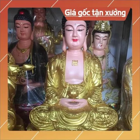 Tượng Phật A Di Đà ngồi cao 45cm vàng COMPOSITE