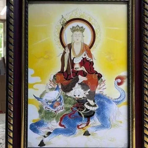 Tranh Địa Tạng Vương Bồ Tát ( có khung ) KT19*25cm 28*38cm và 38*48cm DƯƠNG KHOA SHOP