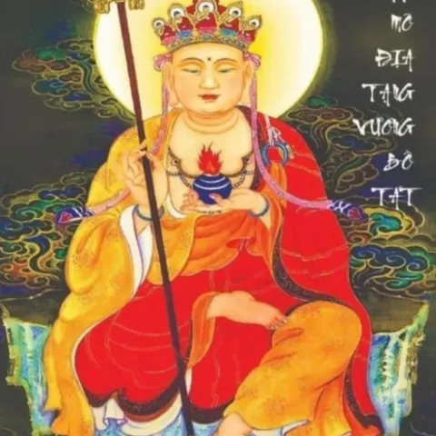 Tranh Địa Tạng Vương Bồ Tát ( có khung ) KT19*25cm 28*38cm và 38*48cm DƯƠNG KHOA SHOP