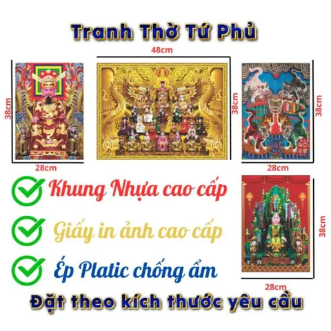 Khung Bộ tranh thờ Tứ Phủ - có khung  có hoả tốc