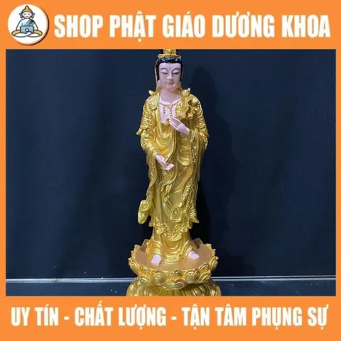 Tôn Tượng Tam Thánh Tây Phương Đứng 40cm Vàng NHỦ ĐẸP