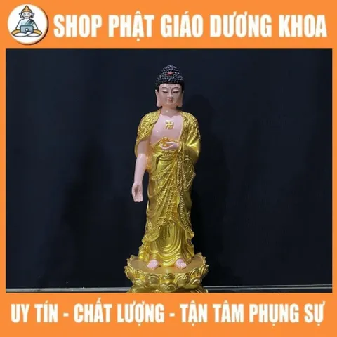 Tôn Tượng Tam Thánh Tây Phương Đứng 40cm Vàng NHỦ ĐẸP