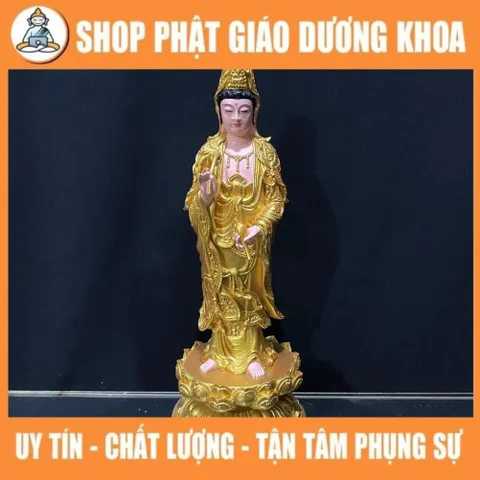 Tôn Tượng Tam Thánh Tây Phương Đứng 40cm Vàng NHỦ ĐẸP