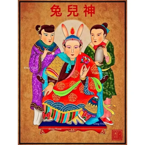 Tranh THỐ NHI THẦN ( tặng ) size 25cmx  35cm