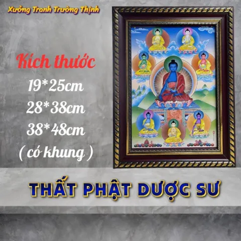 Khung Tranh THÂT PHẬT DƯỢC SƯ - có khung  có hoả tốc