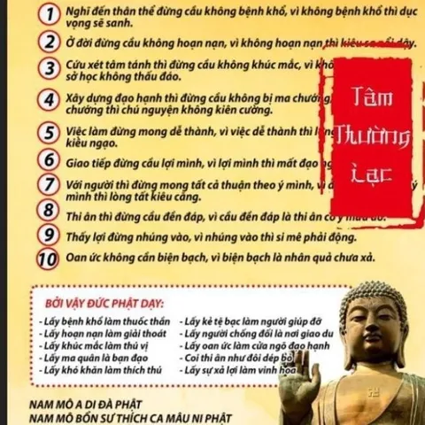 TO12 - Tờ 10 Điều Tâm Niệm cực đẹp khổ A4, A3 đã ép Plastic  Trên Bước Đường Tu Đạo