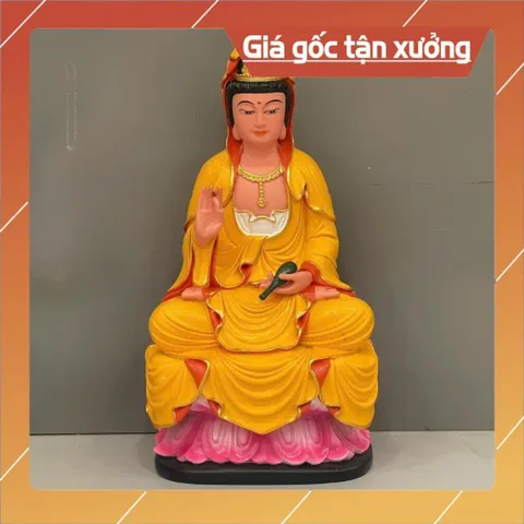 Tôn Tượng Quan Thế Âm Bồ Tát Ngồi 18cm Nhiều màu Chất liệu Composite CÓ HOẢ TỐC