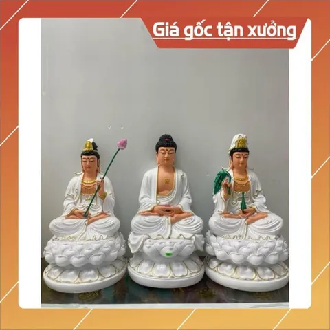 Bộ Tây Phương Tam Thánh, Tam Thế Phật, A Di Đà, Quan Âm, Đại Thế Chí chất liệu poly cao 30cm🌼🌼 có hoả tốc
