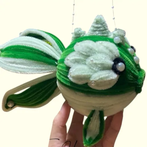 Lồng đèn cá kẽm nhung handmade