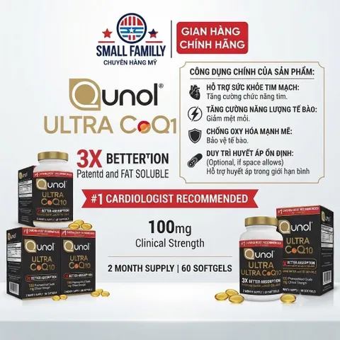 VIÊN UỐNG HỖ TRỢ TIM MẠCH QUNOL ULTRA COQ10 100MG MỸ – HẤP THU GẤP 3 LẦN