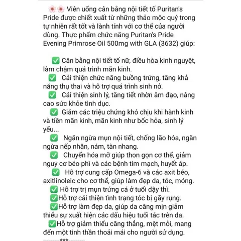 Viên uống tinh dầu hoa anh thảo, cân bằng nội tiết tố Puritan's pride SmallFamily