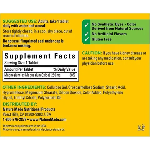 Viên Uống Bổ Sung Magnesium 250mg ( magie) Nature Made - Hỗ Trợ Cơ Bắp, Tim Mạch & Hệ Thần Kinh Khỏe Mạnh _SmallFamily