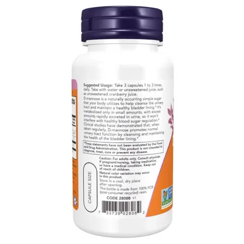 Viên Uống Hỗ Trợ Đường Tiết Niệu & Bàng Quang NOW Foods D-Mannose 500mg