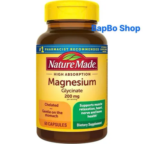 Viên Uống Magie Hữu Cơ Nature Made Magnesium Glycinate 200mg (60 Viên) - Hỗ Trợ Ngủ Ngon, Giảm Căng Thẳng _SmallFamily