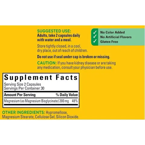 Viên Uống Magie Hữu Cơ Nature Made Magnesium Glycinate 200mg (60 Viên) - Hỗ Trợ Ngủ Ngon, Giảm Căng Thẳng _SmallFamily