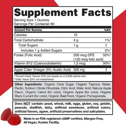 [Date 9/22] Kẹo Dẻo Giấm Táo Giảm Cân GOLI Apple Cider Vinegar Gummies 60 v - Small Family 826936