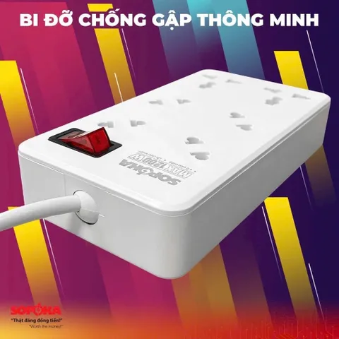 Ổ cắm điện 6 lỗ chéo lõi chịu nhiệt 2200W 6A2 SOPOKA