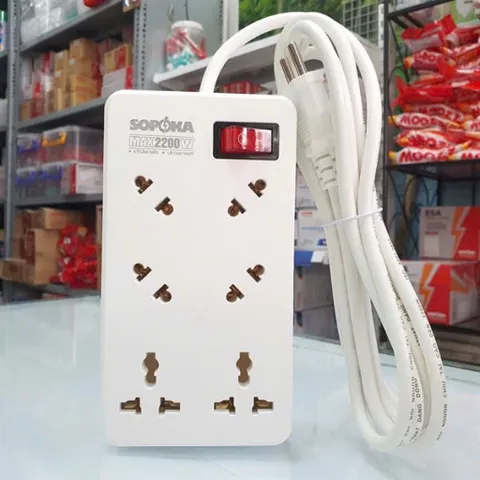 Ổ cắm điện 6 lỗ chéo lõi chịu nhiệt 2200W 6A2 SOPOKA