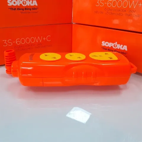 Ổ cắm điện SOPOKA lõi sứ chống cháy siêu chịu tải 6000W , Ổ cắm không dây 3 , 4 , 6 cửa đa năng