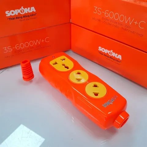 Ổ cắm điện SOPOKA lõi sứ chống cháy siêu chịu tải 6000W , Ổ cắm không dây 3 , 4 , 6 cửa đa năng