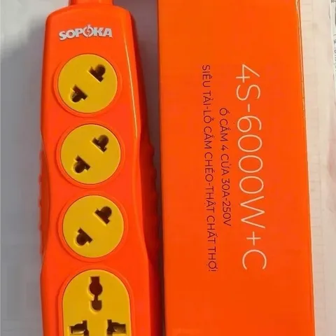 Ổ cắm điện SOPOKA lõi sứ chống cháy siêu chịu tải 6000W , Ổ cắm không dây 3 , 4 , 6 cửa đa năng