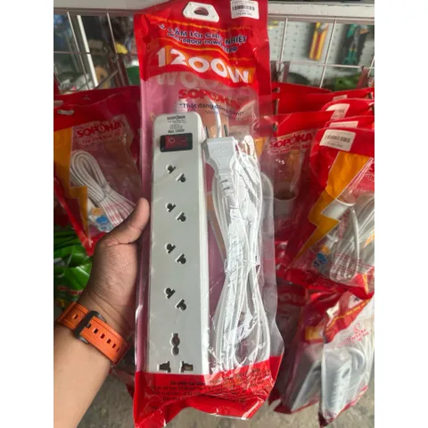 Ổ Cắm Điện Đa Năng Có Dây 1200W 5 Lỗ Lõi Sứ Chống Cháy - SOPOKA - Dây Dài Đủ Loại