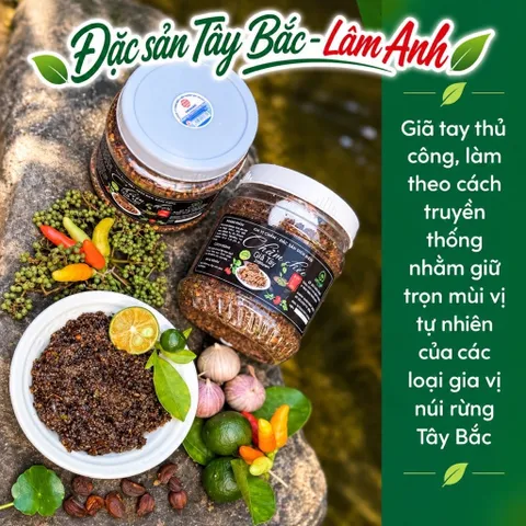 Muối Chẩm Chéo Giã Tay, Gia Vị Chấm Đặc Sản Dân Tộc Thái (250G) Chấm Hoa Quả, Thịt Cá, Ướp Đồ Nướng, Sốt Chấm Thơm Ngon
