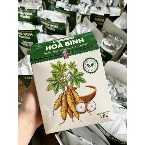 1Kg Bột Sắn Dây Ta Hòa Bình (LOẠI ĐẶC BIỆT) Nguyên Chất 100% – Tinh Bột Sắn Dây Tự Nhiên Pha Uống Thanh Mát, Nấu Chè