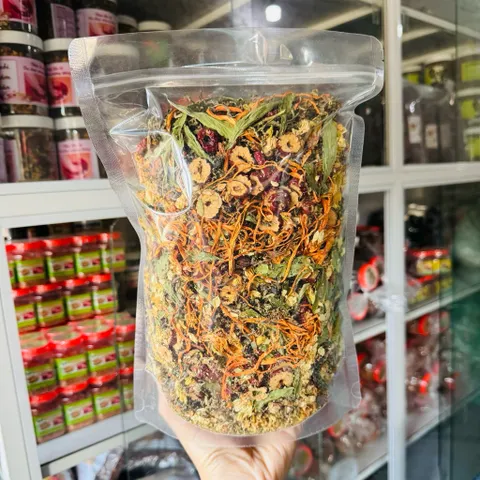 1Kg Trà Sơn Mật Hồng Sâm (Loại Cao Cấp) Đông Trùng Hạ Thảo, Kỷ tử, Nụ Nhài, Táo Đỏ, Cỏ ngọt (Túi Zip Tiện Dùng) Pha Trà