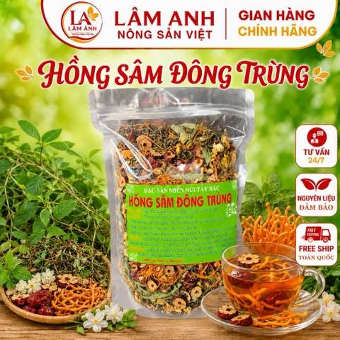 1Kg Trà Sơn Mật Hồng Sâm (Loại Cao Cấp) Đông Trùng Hạ Thảo, Kỷ tử, Nụ Nhài, Táo Đỏ, Cỏ ngọt (Túi Zip Tiện Dùng) Pha Trà