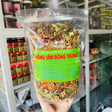 1Kg Trà Sơn Mật Hồng Sâm (Loại Cao Cấp) Đông Trùng Hạ Thảo, Kỷ tử, Nụ Nhài, Táo Đỏ, Cỏ ngọt (Túi Zip Tiện Dùng) Pha Trà