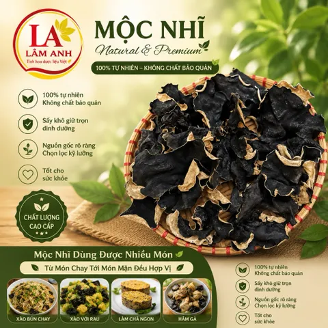 100g Mộc Nhĩ Rừng Khô (Nấm Mèo) Hàng Loại 1, Nguyên Tai, Dạng Sợi Có Đủ, Nở To Dày Thịt, Giòn Ngọt Đạt Chuẩn