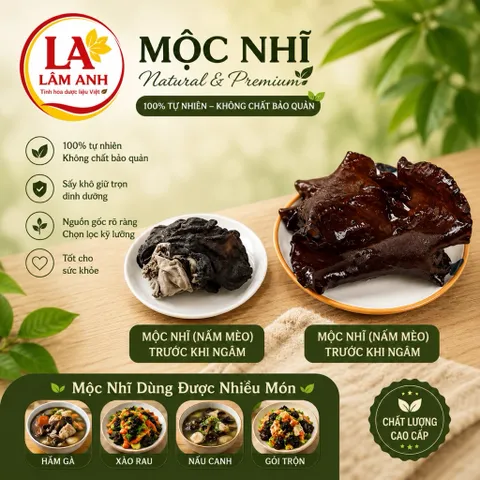 100g Mộc Nhĩ Rừng Khô (Nấm Mèo) Hàng Loại 1, Nguyên Tai, Dạng Sợi Có Đủ, Nở To Dày Thịt, Giòn Ngọt Đạt Chuẩn