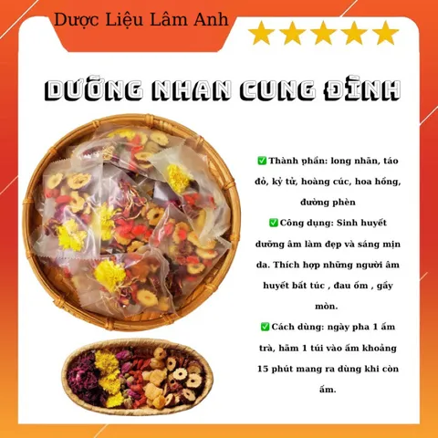 Set 30 Trà Dưỡng Nhan Cung Đình (long nhãn, táo đỏ, kỷ tử, hoàng cúc, hoa hồng, đường phèn