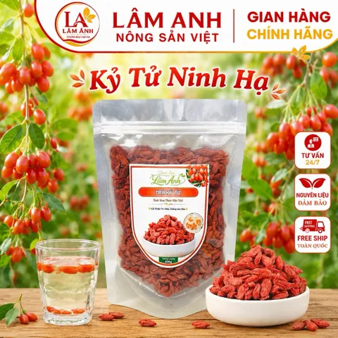 100g Kỷ Tử Ninh Hạ (Câu Kỉ Tử) Màu Tự Nhiên Không Nhuộm, Hạt To Đều, Dùng Pha Trà, Tiềm Gà, Đẹp Da, Dễ Ngủ, Sáng Mắt