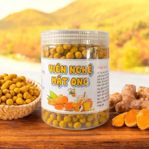 Viên Tinh Bột Nghệ Mật Ong Nguyên Chất (Hũ 500g) Đẹp Da Chống Lão Hoá Làm Sáng Da, Hỗ Trợ Tiêu Hóa Tốt