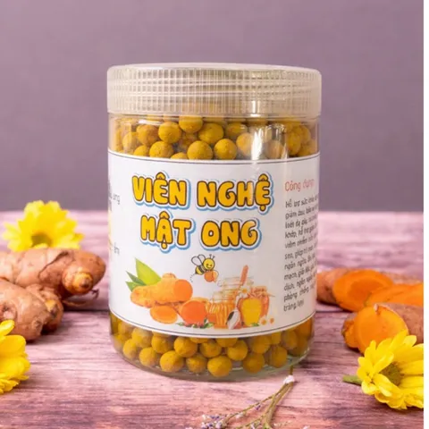 Viên Tinh Bột Nghệ Mật Ong Nguyên Chất (Hũ 500g) Đẹp Da Chống Lão Hoá Làm Sáng Da, Hỗ Trợ Tiêu Hóa Tốt