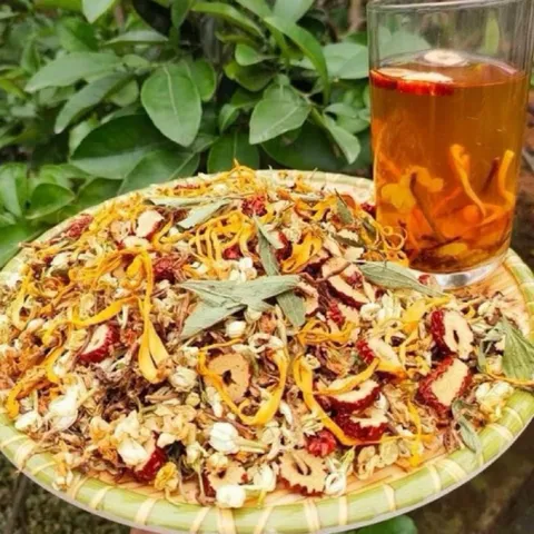 1Kg Trà Sơn Mật Hồng Sâm (Nhiều Hoa Nhài, Cỏ Ngọt) Pha Trà Thanh Nhiệt, Đẹp Da, Hỗ Trợ Thanh Lọc Cơ Thể, Dễ Ngủ