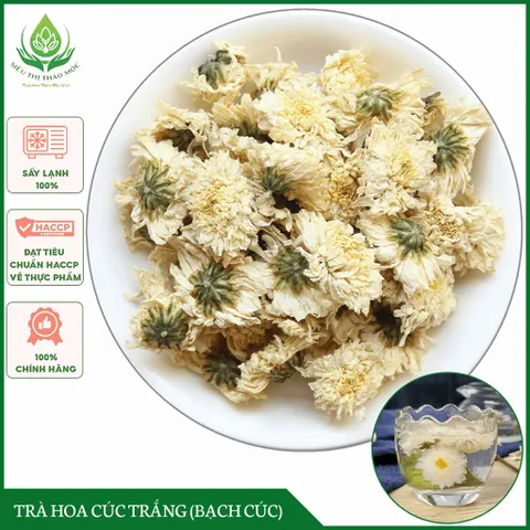 Trà Hoa Cúc Trắng (Bạch Cúc) 100gr  Ngủ Ngon, Ổn định huyết áp, Giảm Stress, Thanh Nhiệt, Giải Độc